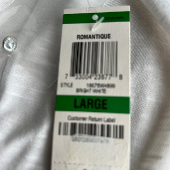 INC International Concepts White Ruffle Front Blouse With Rhinestone Buttons NWT - Picture 8 of 11